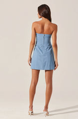 Mazzei Strapless Denim Mini Dress
