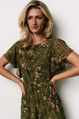 Laurel Midi Dress | Olive Floral