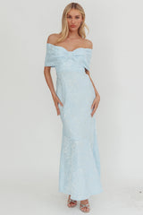 Fairytales Off-Shoulder Jacquard Maxi Dress Blue