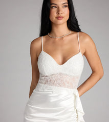 Kinsley Satin Beaded Mini Dress With Sash