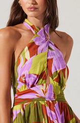 Kalia Crossover Halter Midi Dress