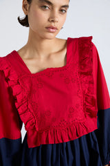 piarra mini smock dress - red & navy