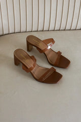 Yanti Double Strap Slide Sandals in Camel