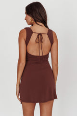 Giavanna Thigh Split Mini Dress Chocolate