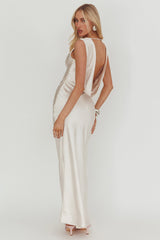 Cheers To You Cowl Back Maxi Dress Oyster