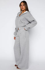 Come A Long Way Wide Leg Sweatpants Grey Marle
