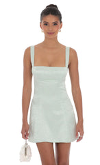 Jacquard Back Bow Bodycon Dress in Mint Green