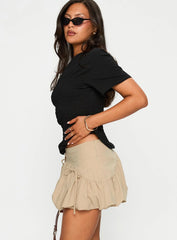 Palloma Bubble Hem Mini Skirt Beige