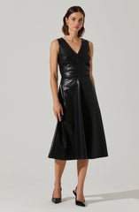 Omaira Faux Leather Midi Dress