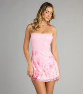 Garden Glitz Sequin Cutout Mini Dress