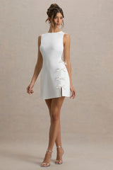 Kalina | White Mini Dress With Bow Detail