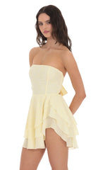 Strapless Asymmetrical Dress in Yellow