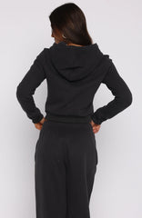 Comfy And Cute Slim Zip Front Hoodie Charcoal