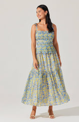 Ethelind Floral Pleated Maxi Dress