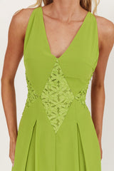 Wildflower Sun Applique Insert Maxi Dress Green