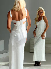 Maisone Broderie Maxi Dress White