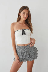 Pearl Ruffle Gingham Skort
