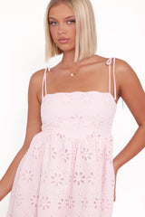 Lynne Mini Dress - Pink Broderie