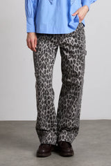 drew cargo jeans - leopard charcoal