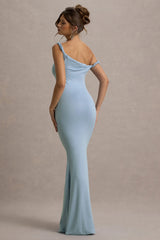 Lita | Powder Blue Twisted Asymmetric Maxi Dress