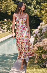 Zoie Floral Satin Ruffle Dress