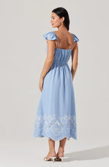 Odeletta Embroidered Floral Trim Dress