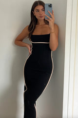 Sunny Coast Piping Trim Maxi Dress Black