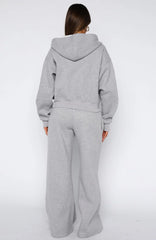Come A Long Way Wide Leg Sweatpants Grey Marle