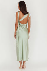 Take Care Backless Sash Maxi Dress Pistachio