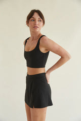 Kenzie Double Lined Crop Tank in Black