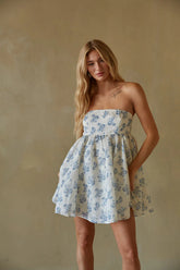 Bella Floral Strapless Babydoll Mini Dress