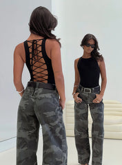 Majesty Tie Back Bodysuit Black