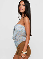 Sublimity Strapless Top Blue Multi