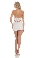 Sequin Strapless Corset Dress in White $65.90