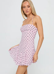 Delamere Mini Dress Pink / Black Polka