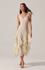 Philomene V-Neck Ruffle Trim Dress