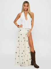 Cinnamon Embroidered Maxi Skirt Cream / Navy