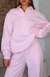 Chill Moves Oversized Henley Sweater Pink