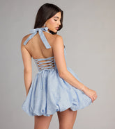 Vicky Jacquard Halter Bubble Mini Dress