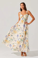 Emese Floral Pleated Maxi Dress