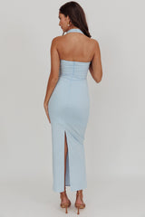 Scout Halterneck Ruched Maxi Dress Blue