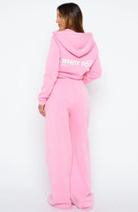 Down For Whatever Wide Leg Sweatpants Pink Wash