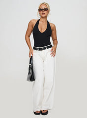 Someone New Halter Bodysuit Black Tall