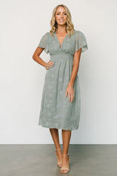 June Smocked Midi Dress | Eucalyptus