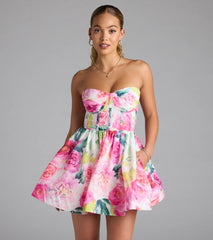 Picking Flowers Bustier Short Skater Dress