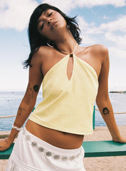 Santorini Crush Bead Detail Top Lemon