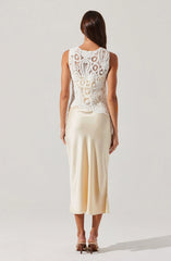 Martina Crochet-Layered Satin Dress