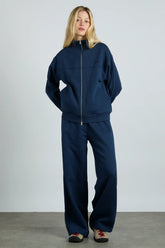 rafe jogger with crochet edge stripe - navy