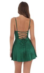 Satin Cowl Neck Dress in Dark Green