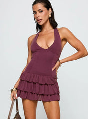 Under The Moonlight Halter Playsuit Wine
